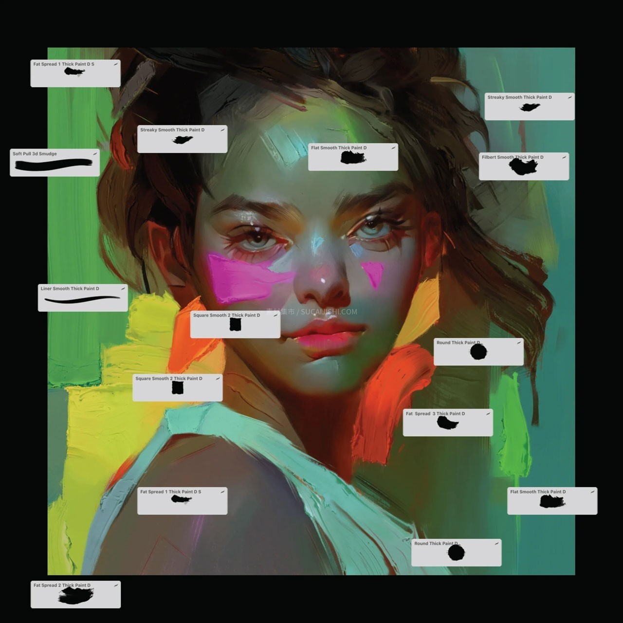 40+Procreate厚涂肌理油画笔刷